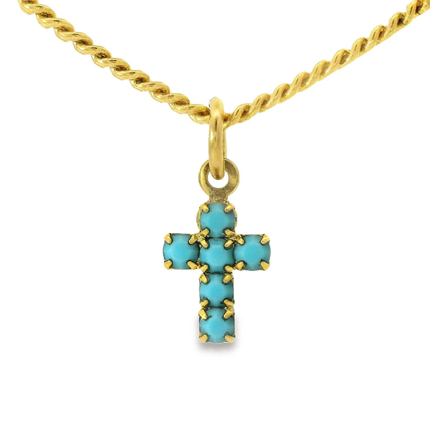 Single Mini Cross Necklace - Turqouise