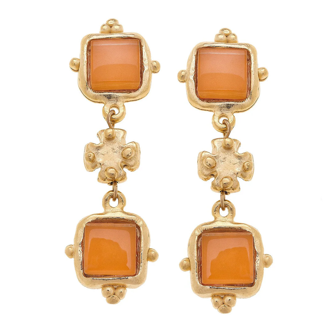 Charlotte Deux Tier Earrings - Tangerine