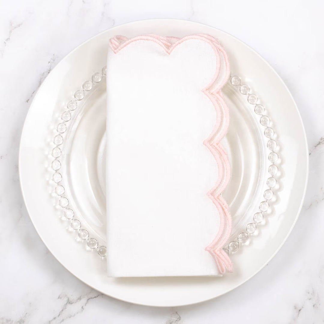 Scallop Napkin - White/Pink