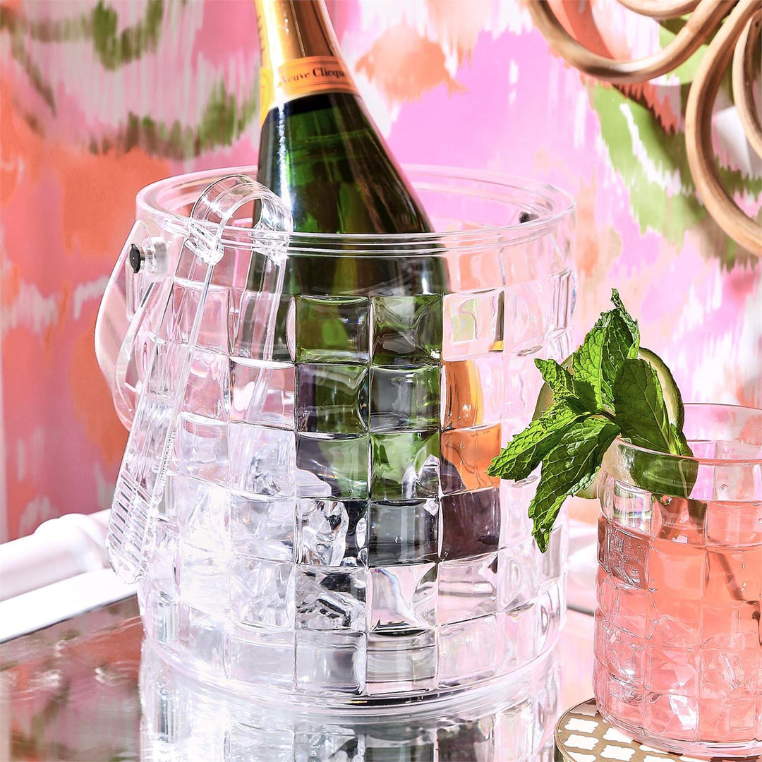 Cube Acrylic Ice Bucket & Tongs