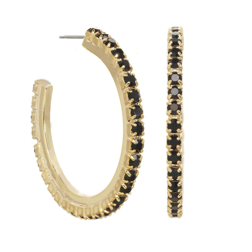 Slim Hoop Earrings - Jet