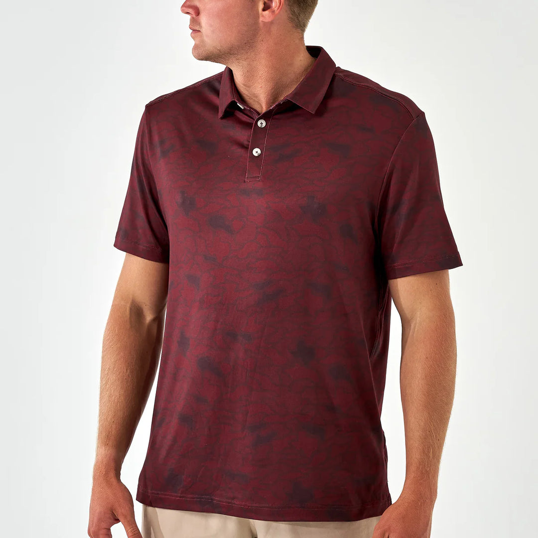Burlebo Performance Polo - Maroon TX Camo