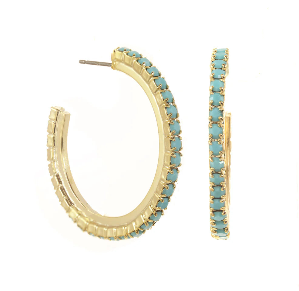 Slim Hoop Earrings - Turqouise