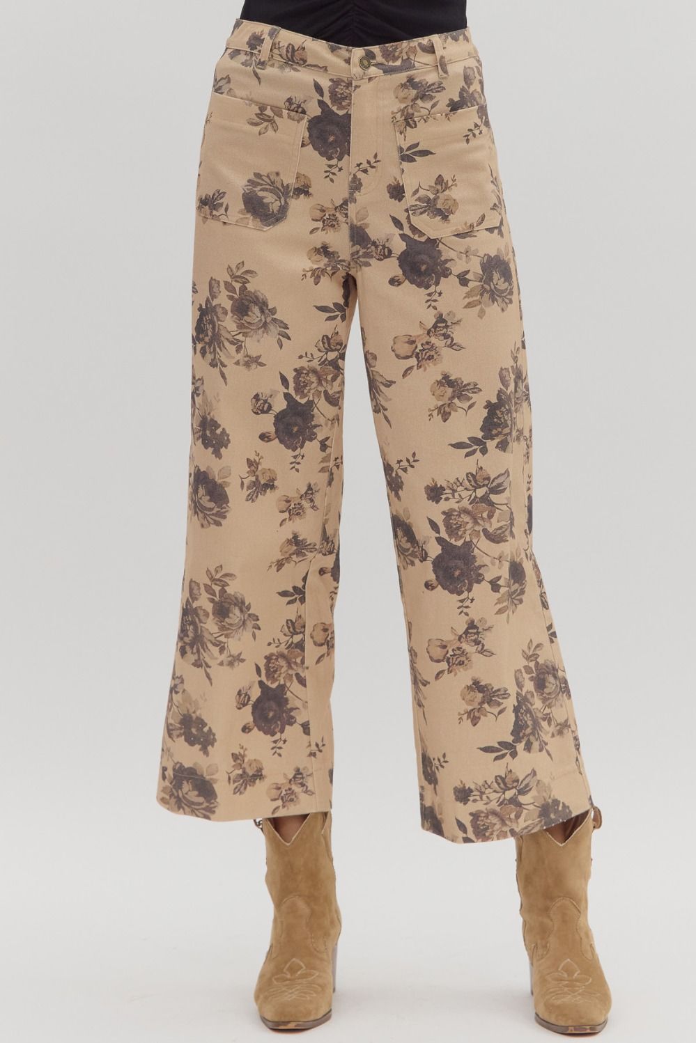 Floral Mid-Rise Denim