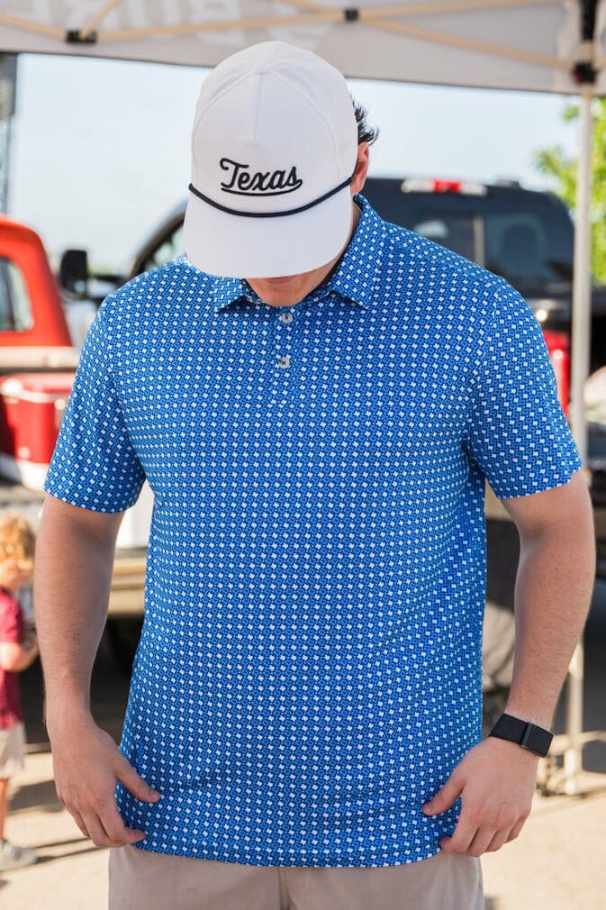 Burlebo Performance Polo - TX BLue & White