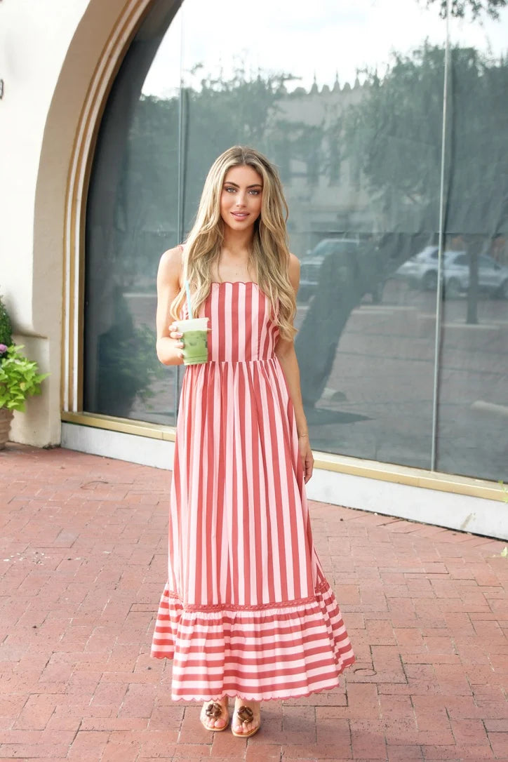 Stripe Tie Back Cami Maxi Dress