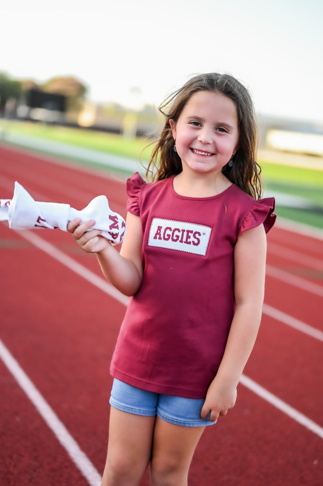Texas A&M Smocked Ruffle Sleeve