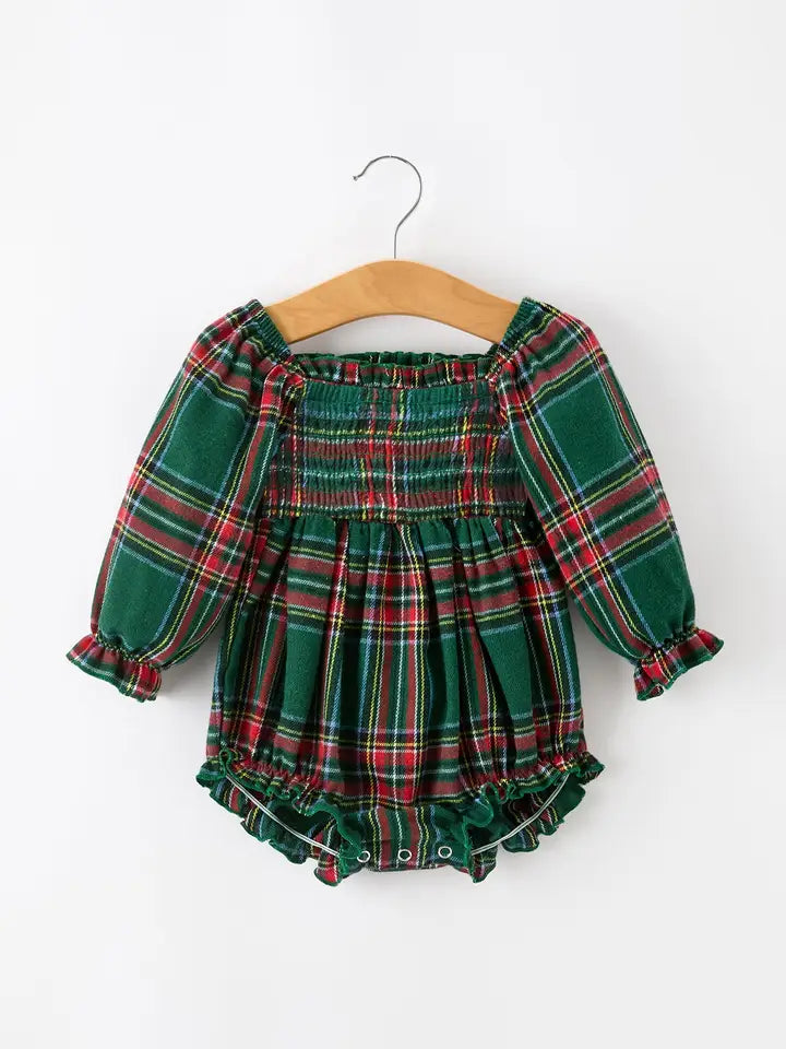 Christmas Green Plaid Bubble - Girls