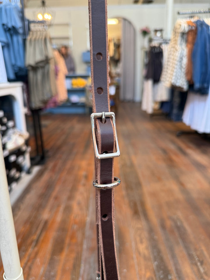 Mini E Crossbody - Mocha Suede + Ice Blue Box