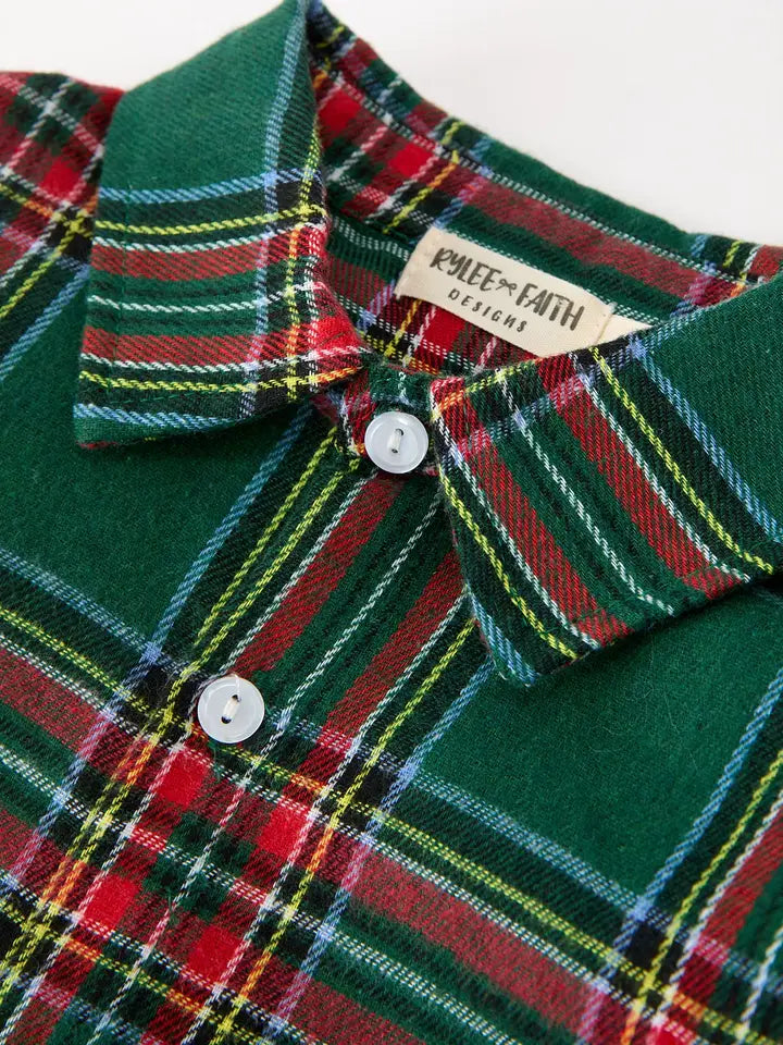 Christmas Green Plaid Button Down - Boys
