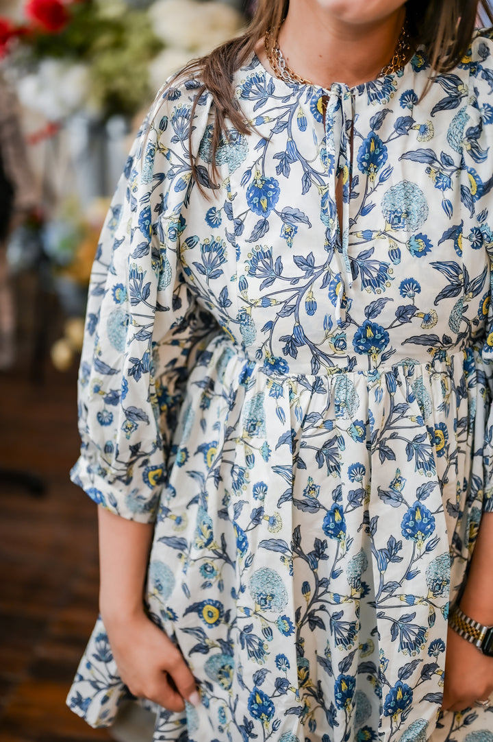 Boho Blue Floral Dress