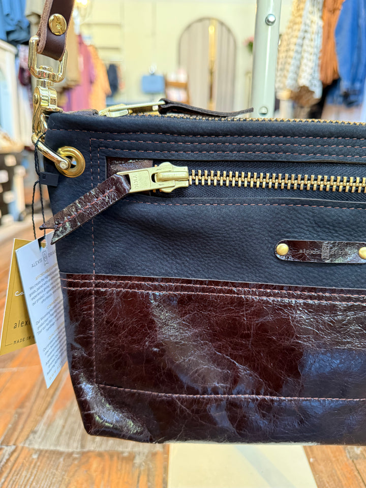 Midnight in Paris Collection | Sophie Crossbody | Noir Suede + Chocolate Truffle