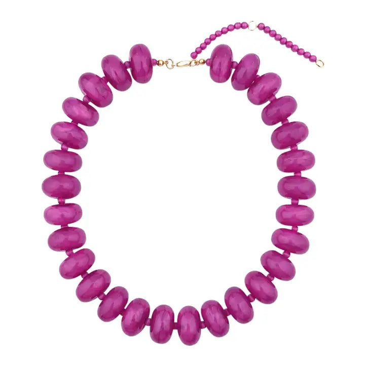 Bailey Chunky Beaded Necklace- Magenta
