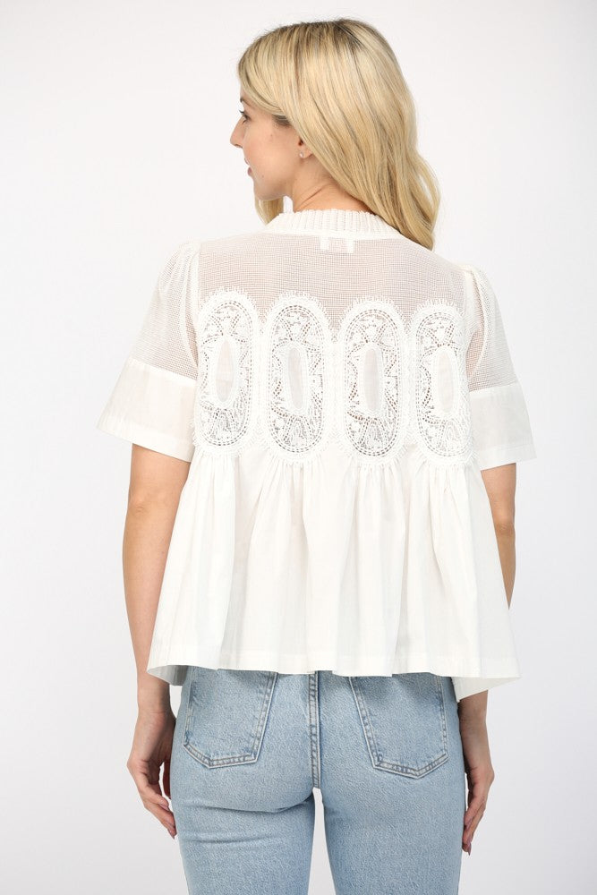 The It-Girl Appliqué Top - White