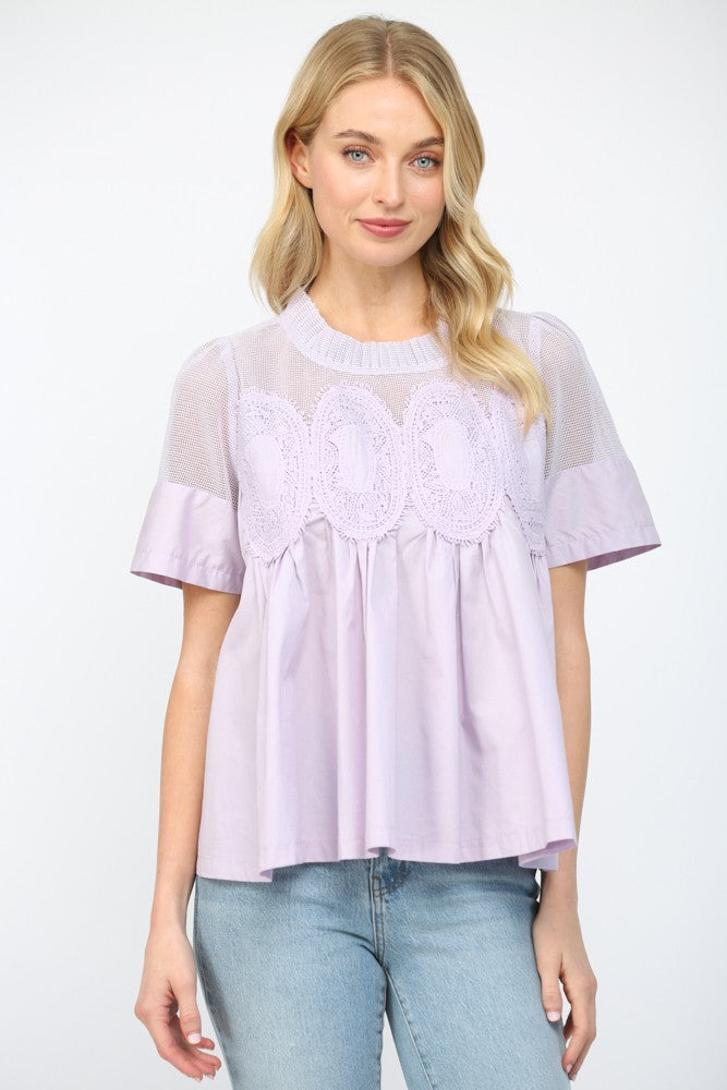 The It-Girl Appliqué Top - Lavender