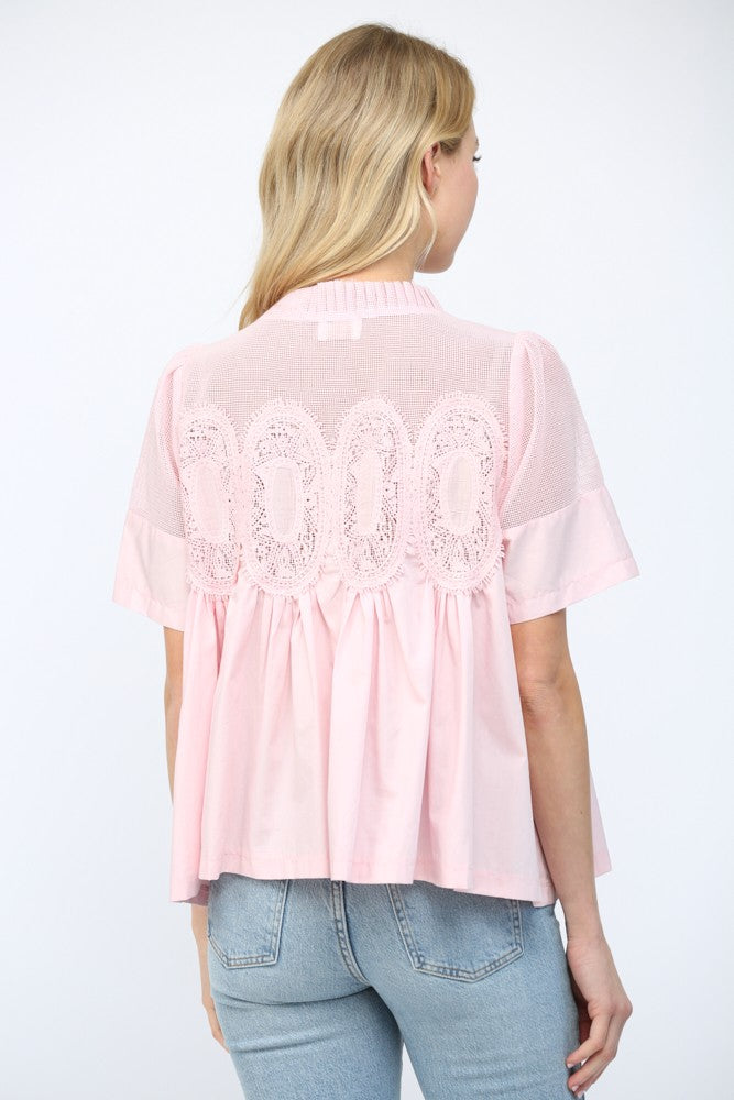 The It-Girl Appliqué Top - Baby Pink