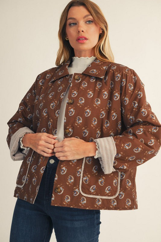 Mocha Floral Quilted Jacket