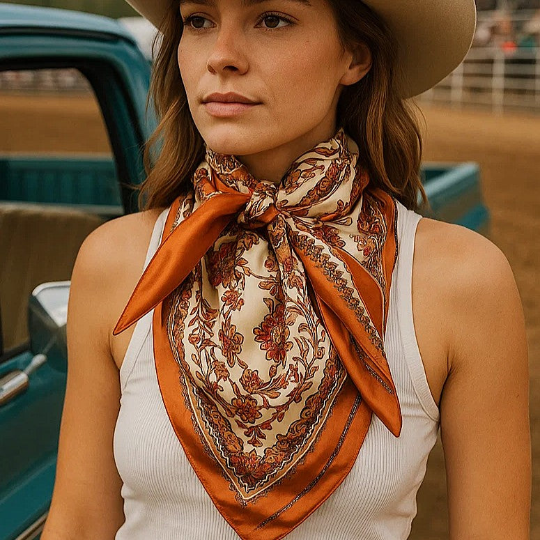 Burnt Orange & Tan Wild Rag /Scarf
