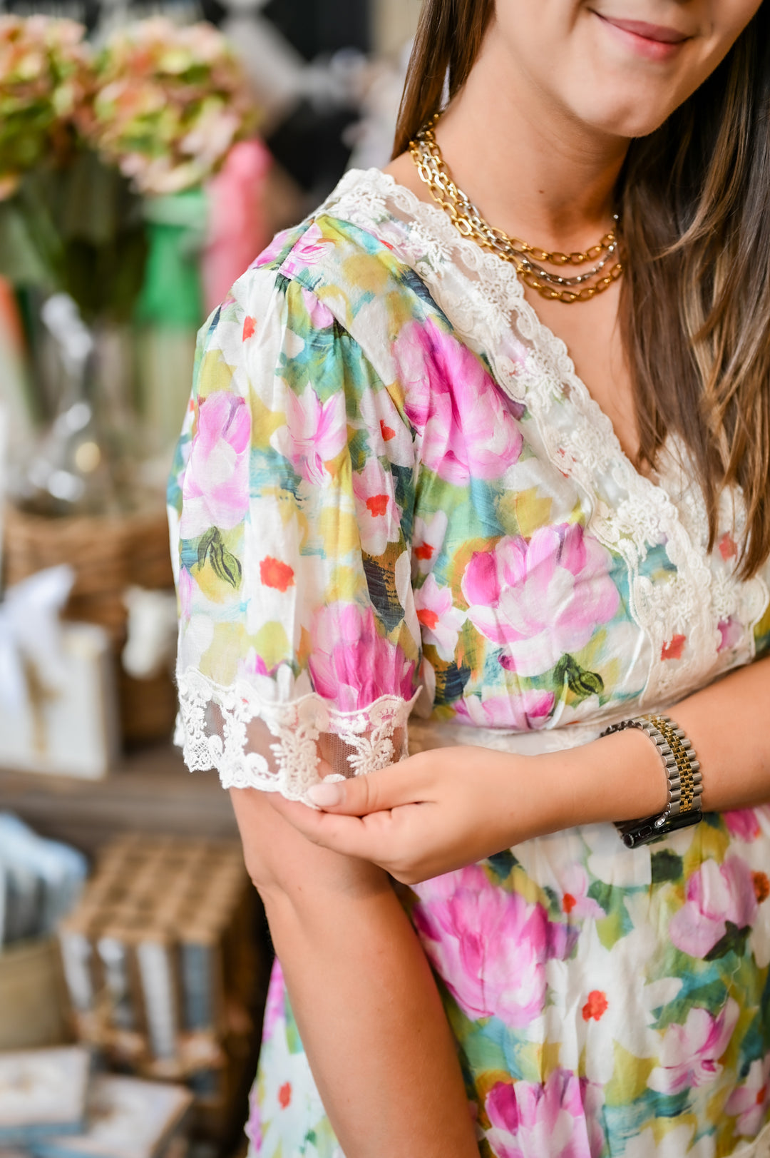Water Painting Floral Maxi Dress