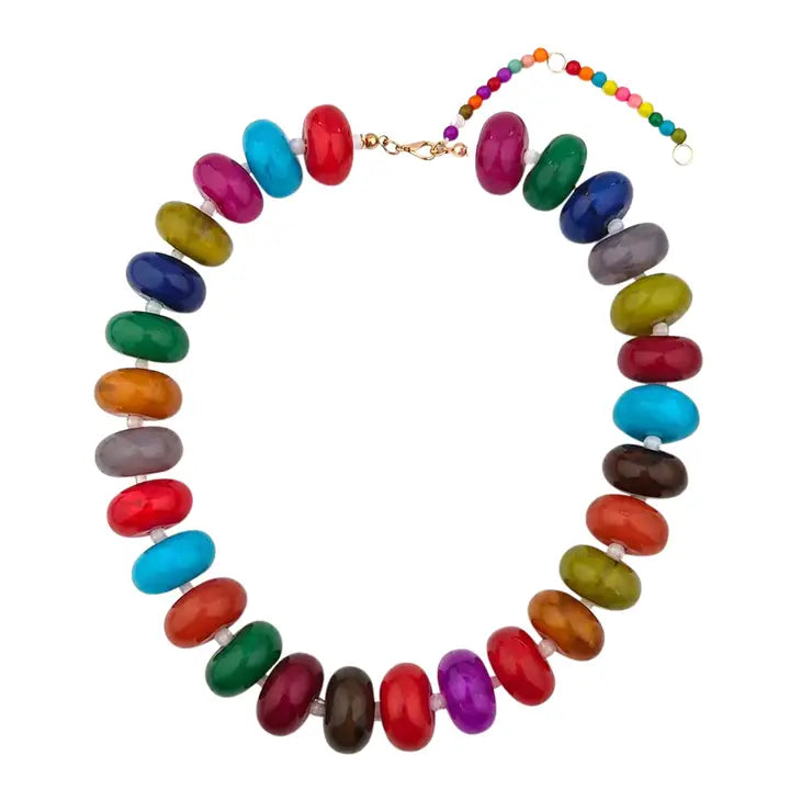 Bailey Chunky Beaded Necklace - Dark Multi
