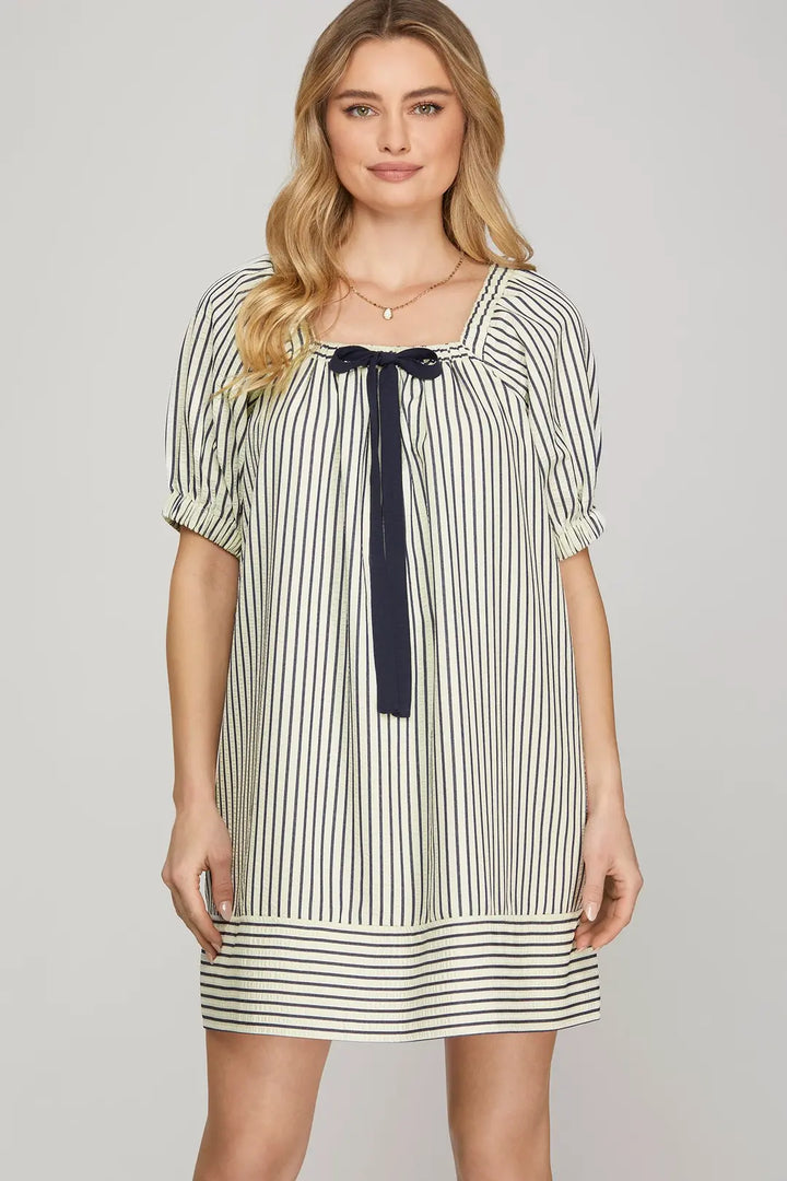All Bowed Up Striped Dress