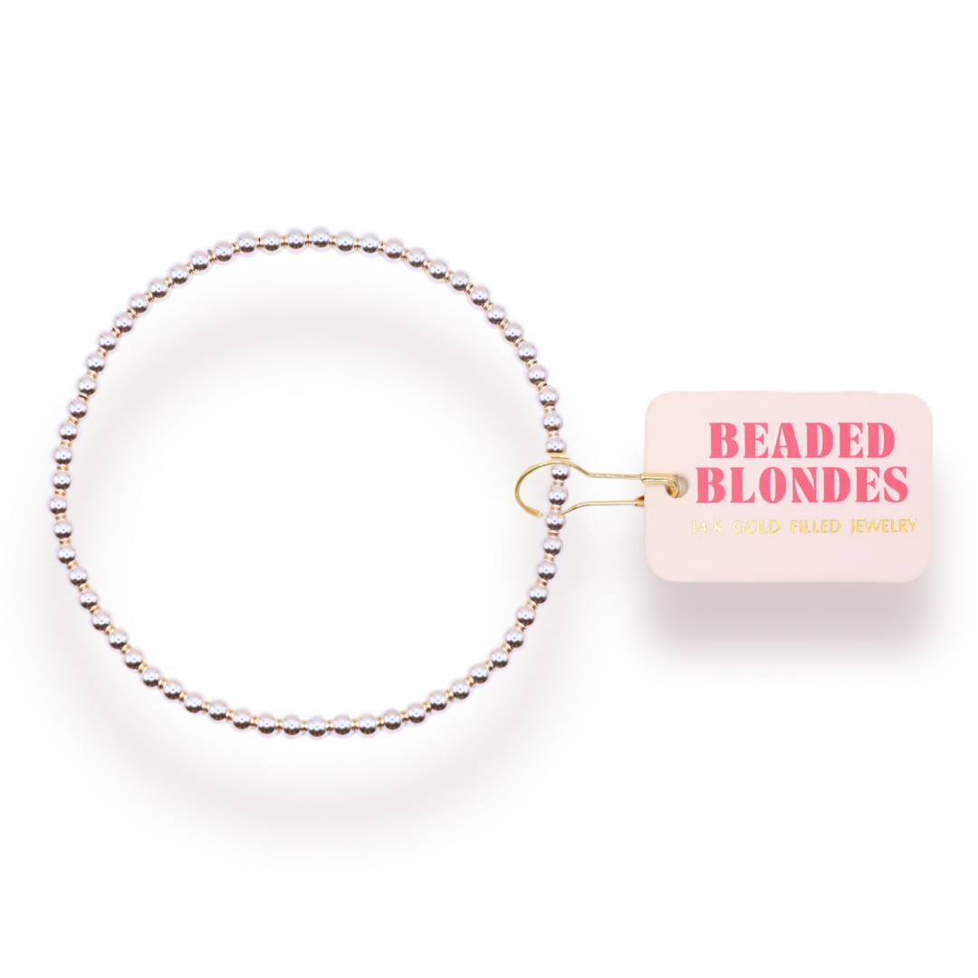 Beaded Blondes 3MM Silver Beaded Bracelet