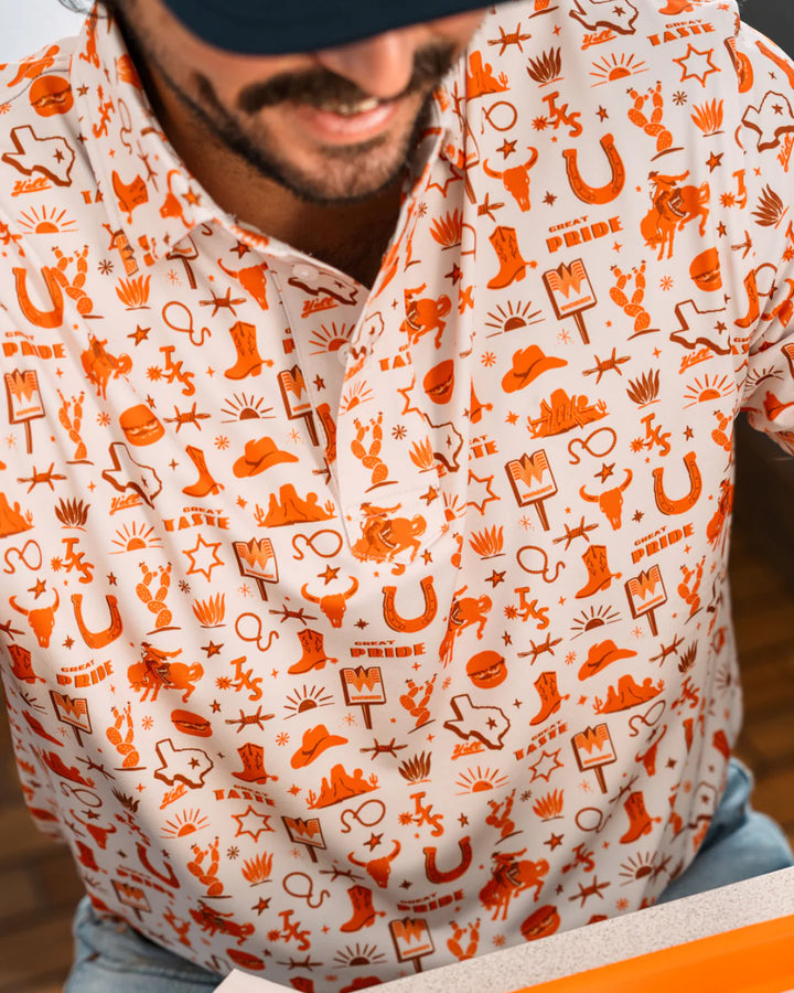 Texas Printed Polo - Whataburger Outlaw