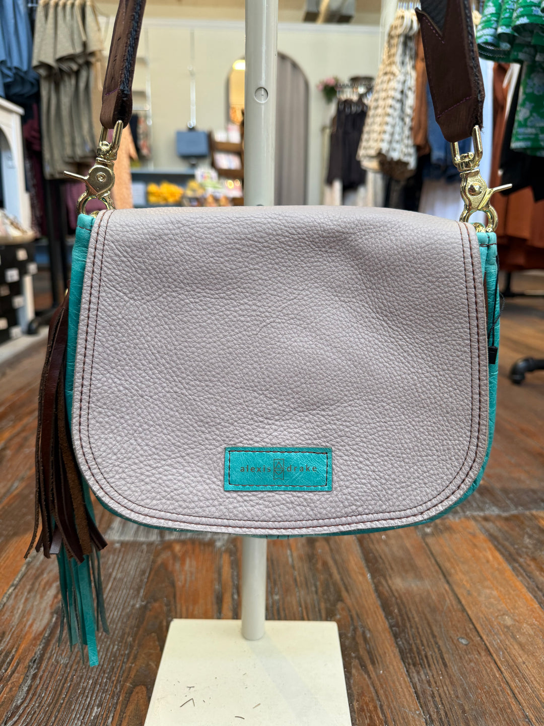 Mini E Crossbody - Stone Grey + Cactus
