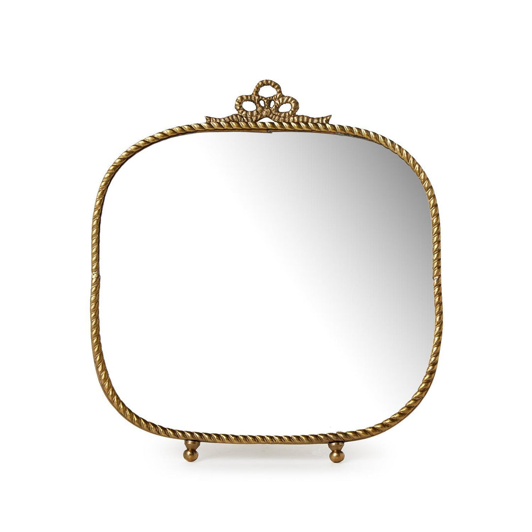 Antique Gold Finish Vanity Table Mirror - Brass/Glass