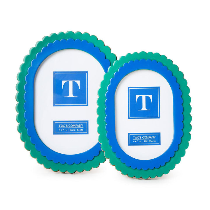 Double Scalloped Edge Blue/Green Photo Frames