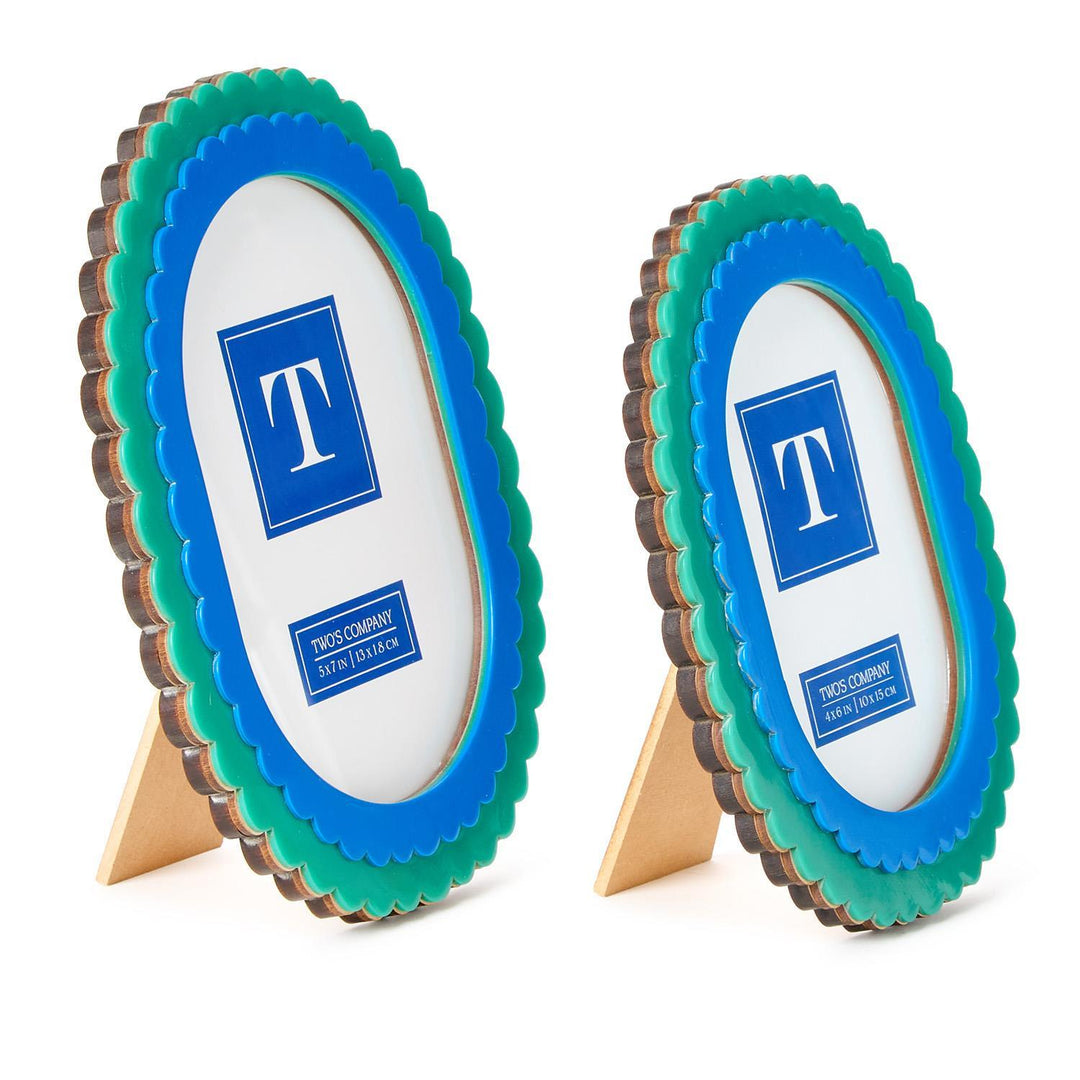 Double Scalloped Edge Blue/Green Photo Frames