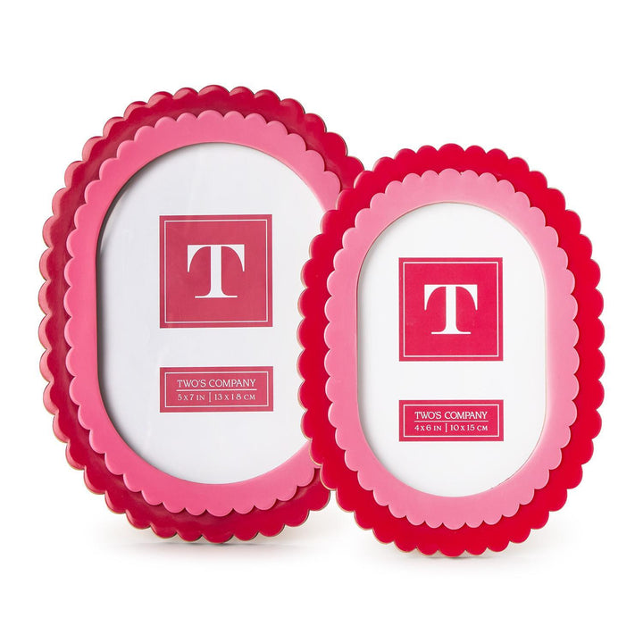 Double Scalloped Edge Pink/Dark Pink Photo Frames
