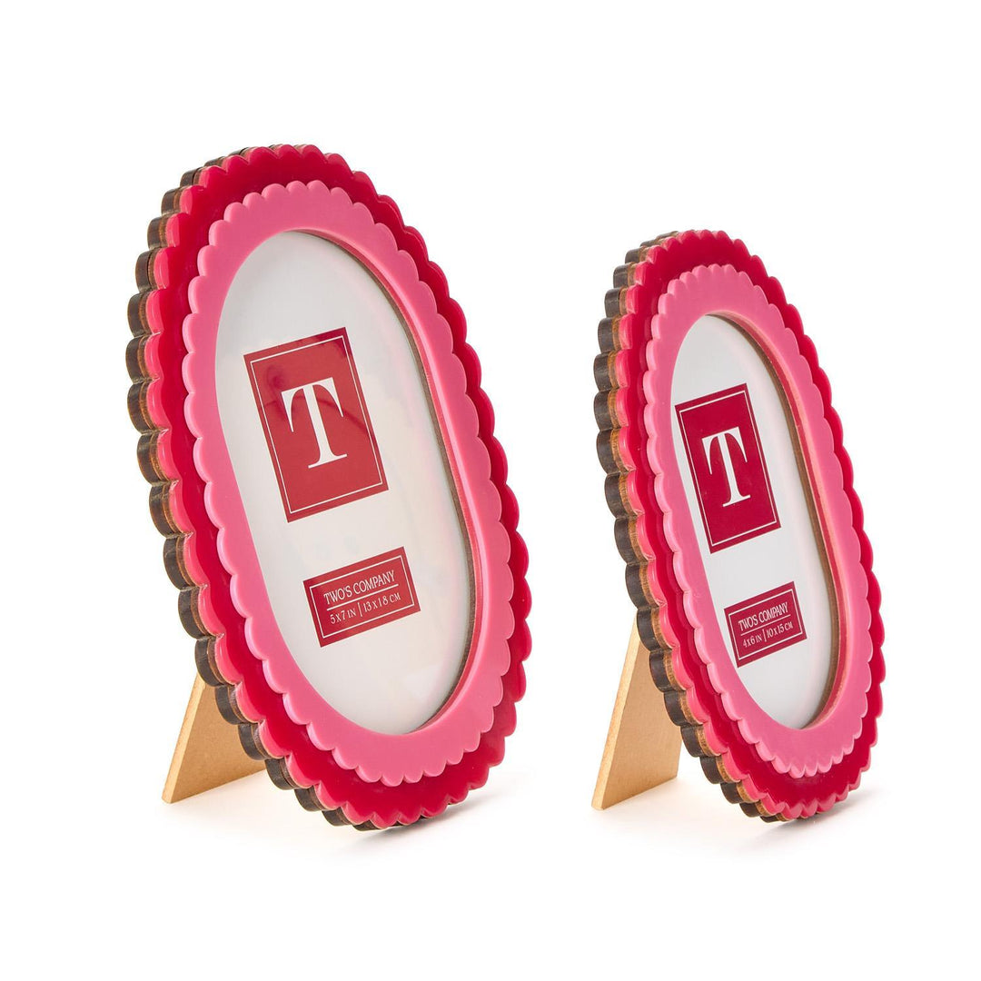 Double Scalloped Edge Pink/Dark Pink Photo Frames