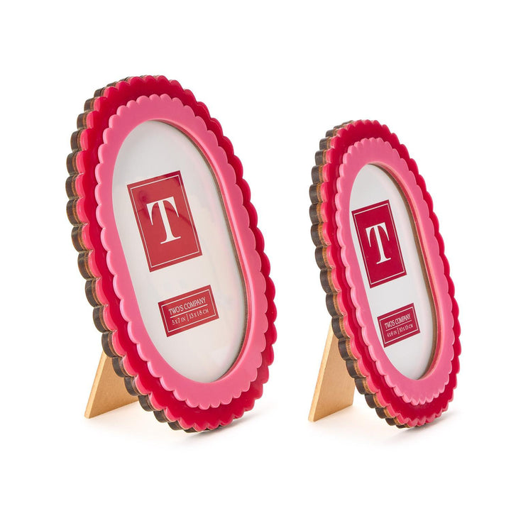 Double Scalloped Edge Pink/Dark Pink Photo Frames