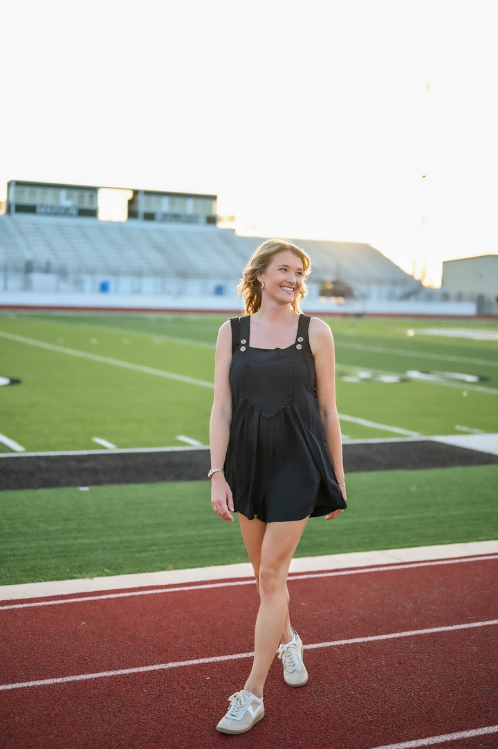 Scallop & Score Romper - Black