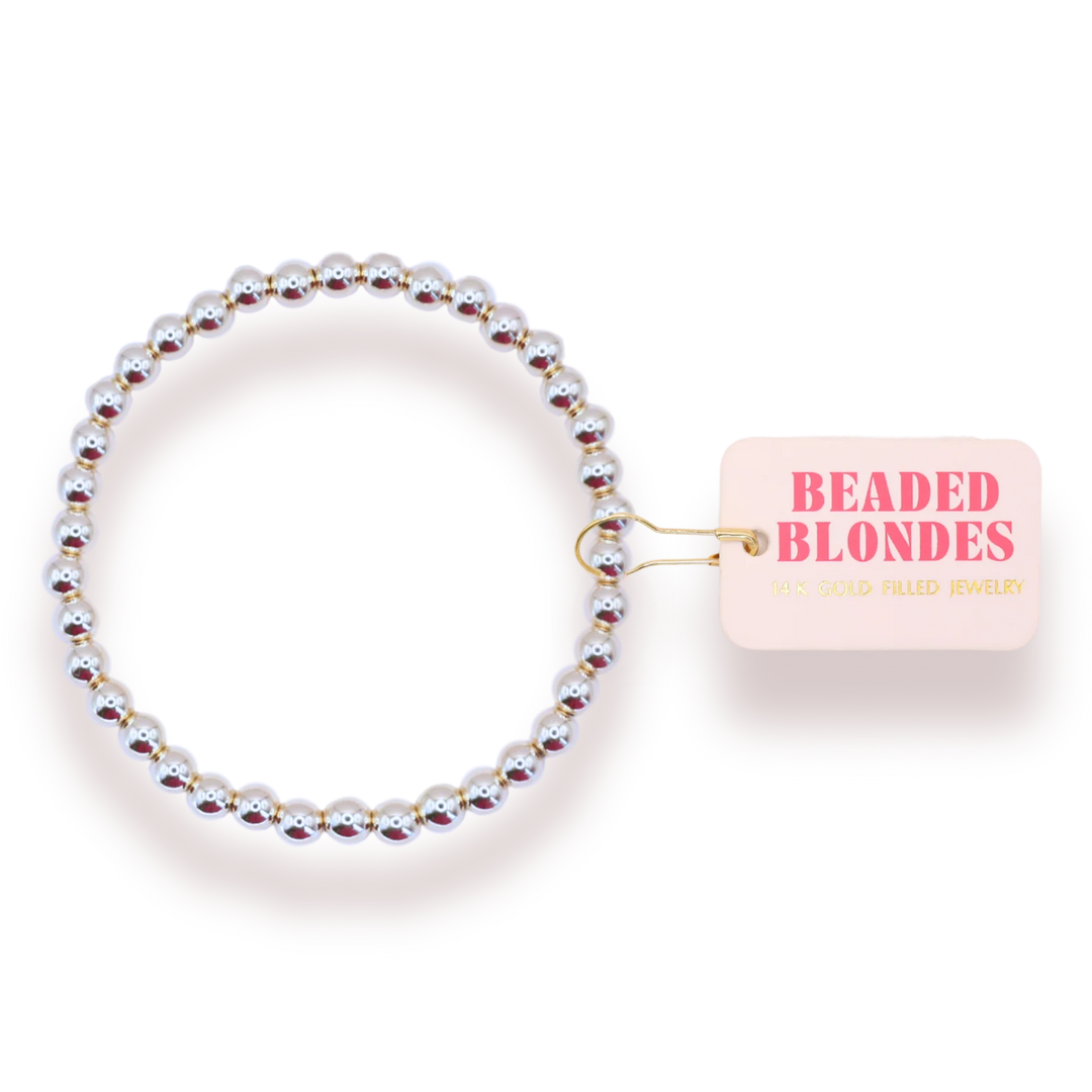 Beaded Blondes 5MM Silver Beaded Bracelet