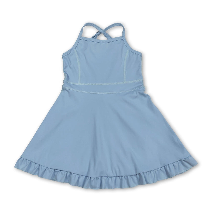Ruffle Athletic Dress - Light Blue