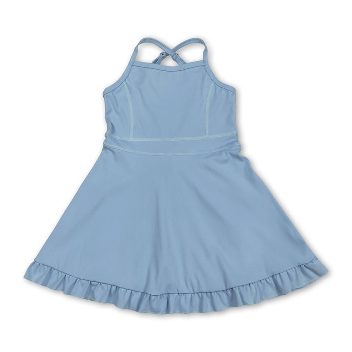 Ruffle Athletic Dress - Light Blue