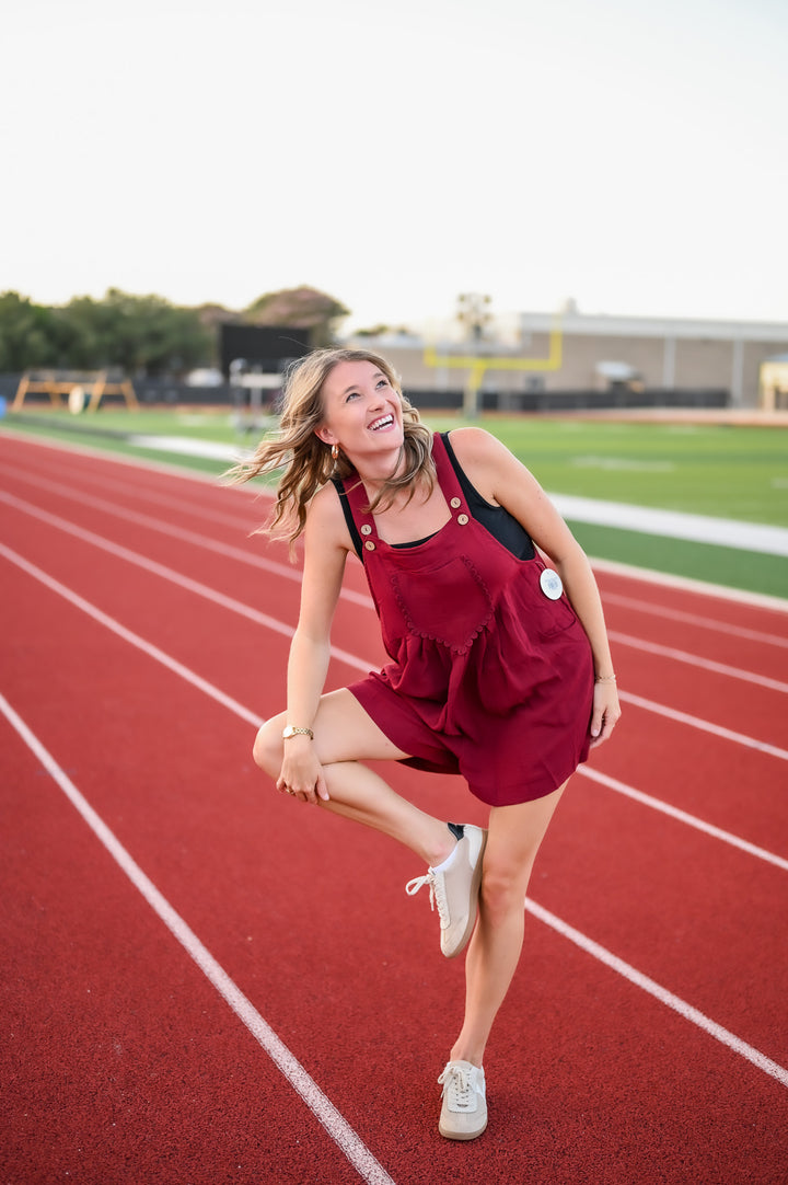 Scallop & Score Romper - Maroon