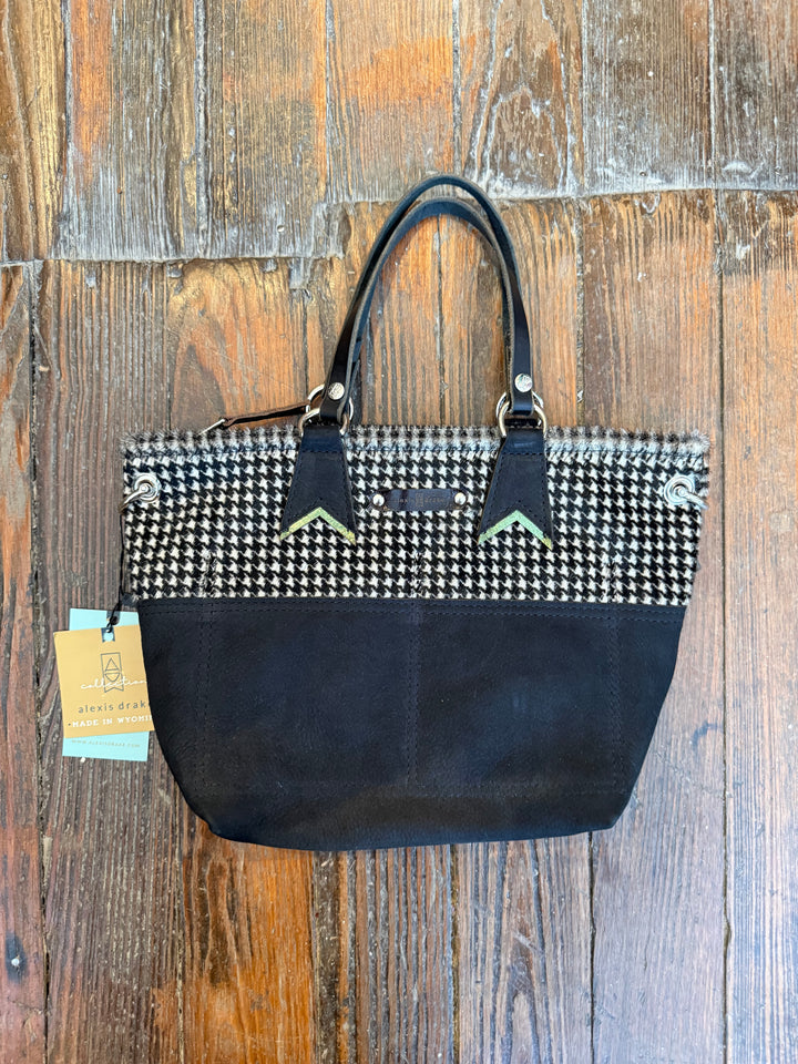 Midnight in Paris Collection | Coco Satchel + Crossbody | Houndstooth Hair-on-Hide + Noir Suede