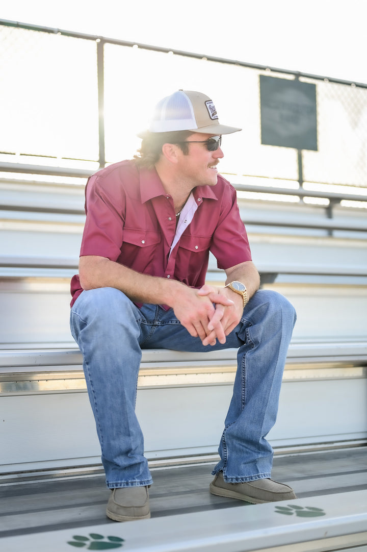 Pearl Snap Button Down - Maroon
