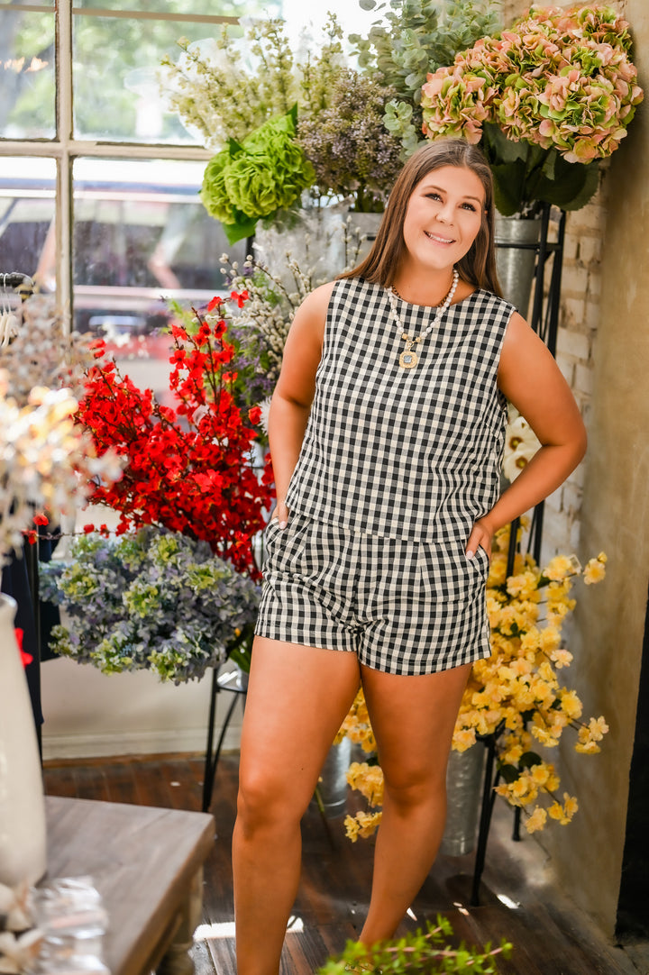 Gingham Check Tank Set - Black