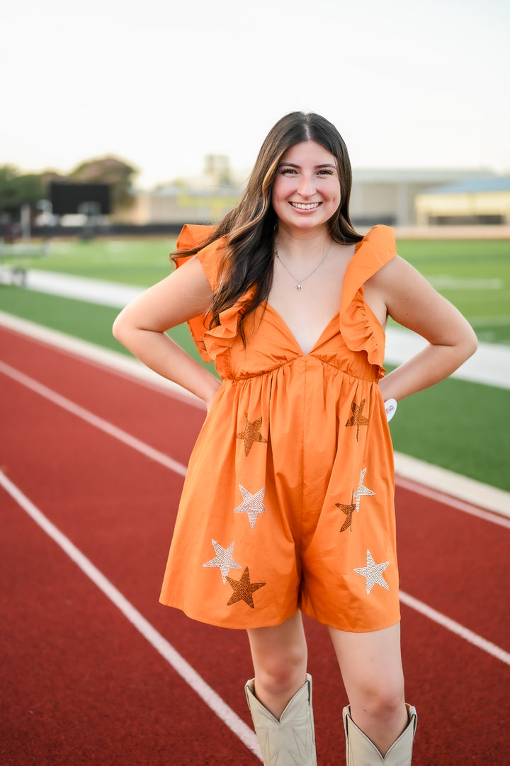 Touchdown Twinkle Romper - Burnt Orange