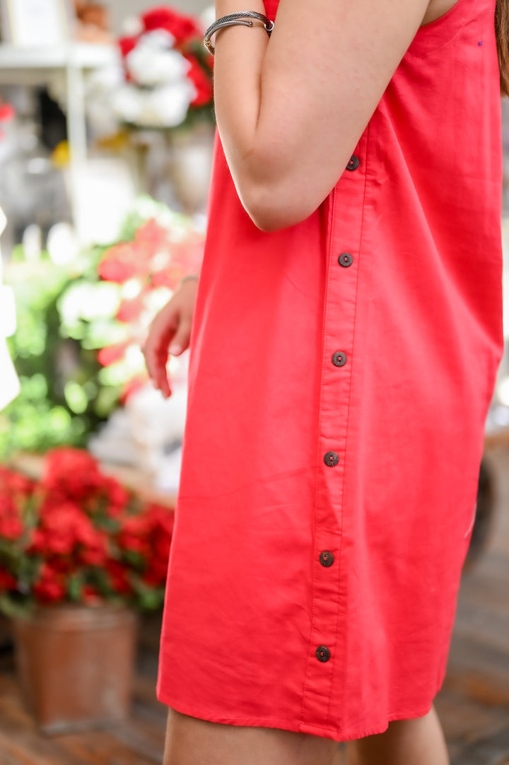 Red Hot Button Mini Dress