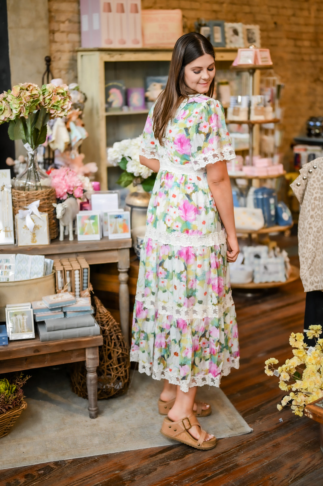 Water Painting Floral Maxi Dress