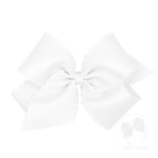 King Grosgrain Hair Bow with Matching Moonstitch Edge
