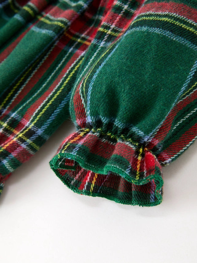 Christmas Green Plaid Bubble - Girls