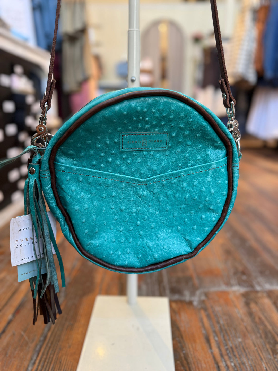 Flicka Crossbody - Cactus Ostrich