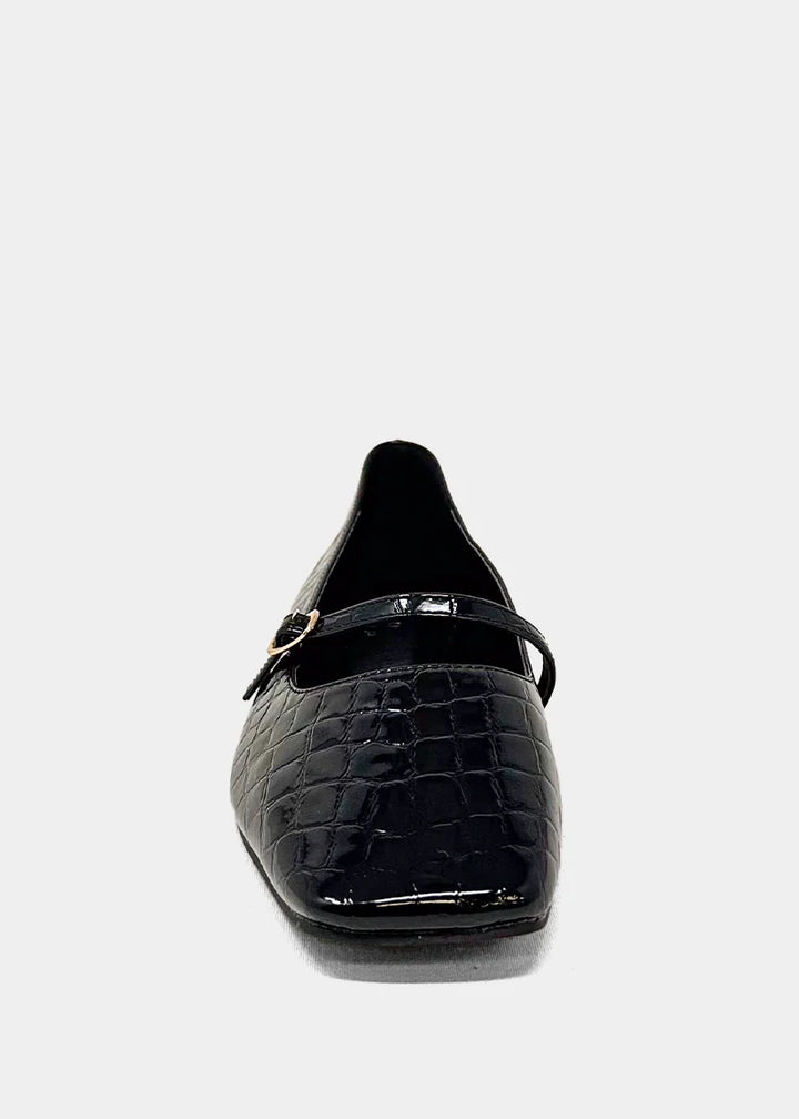 Adele Ballet Flats - Black Croc