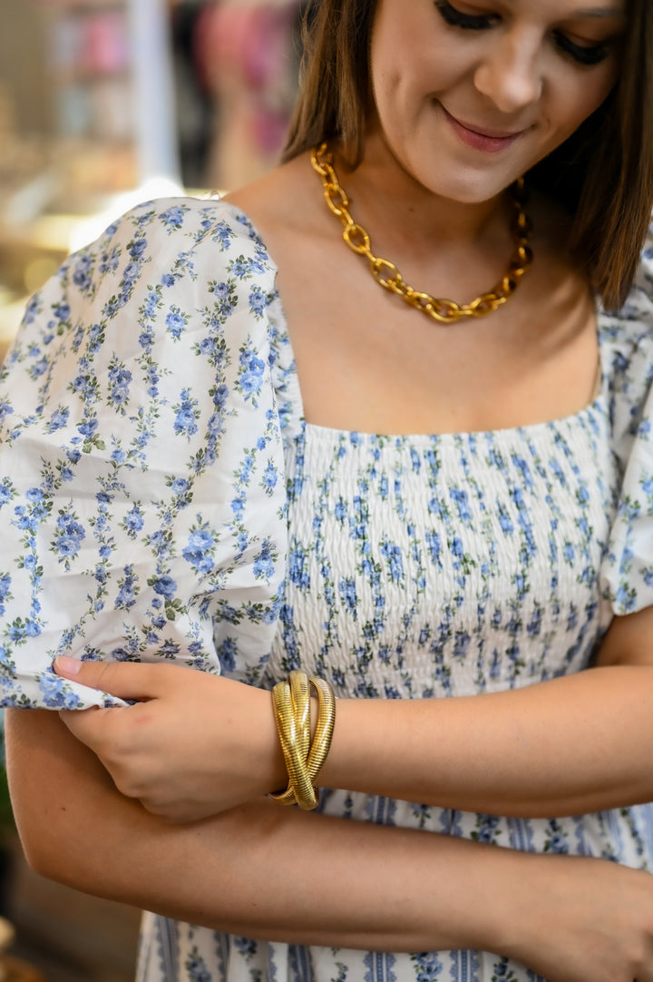 Mixed Messages Blue Floral Maxi Dress